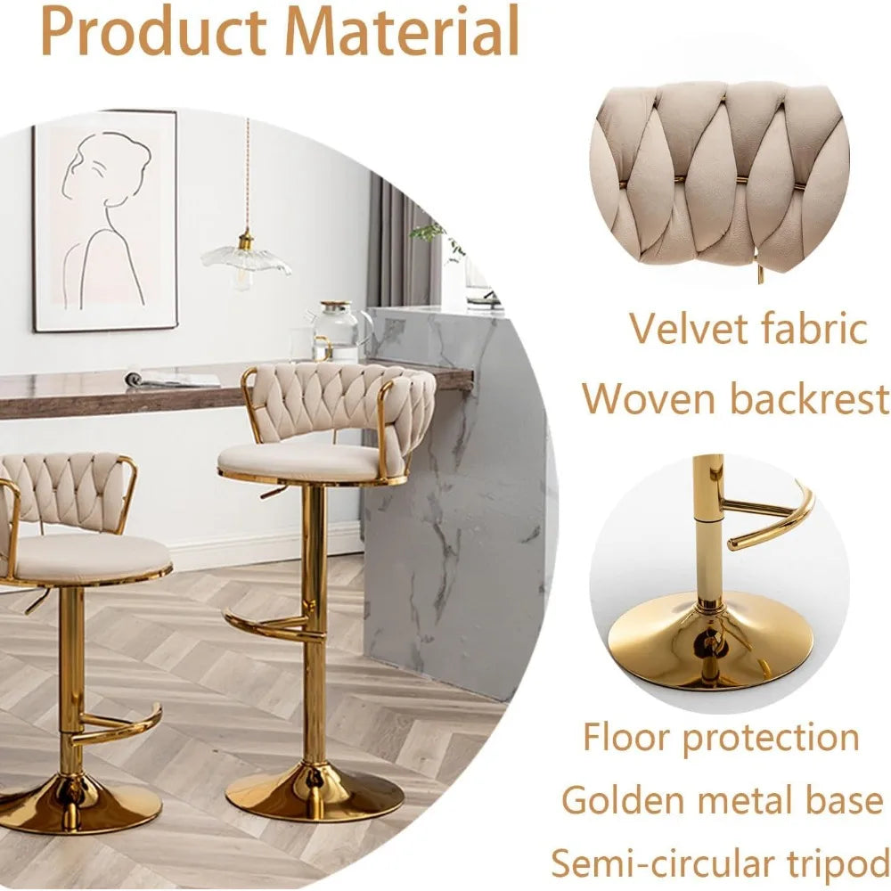 Gold Swivel Velvet Stools Set of 4