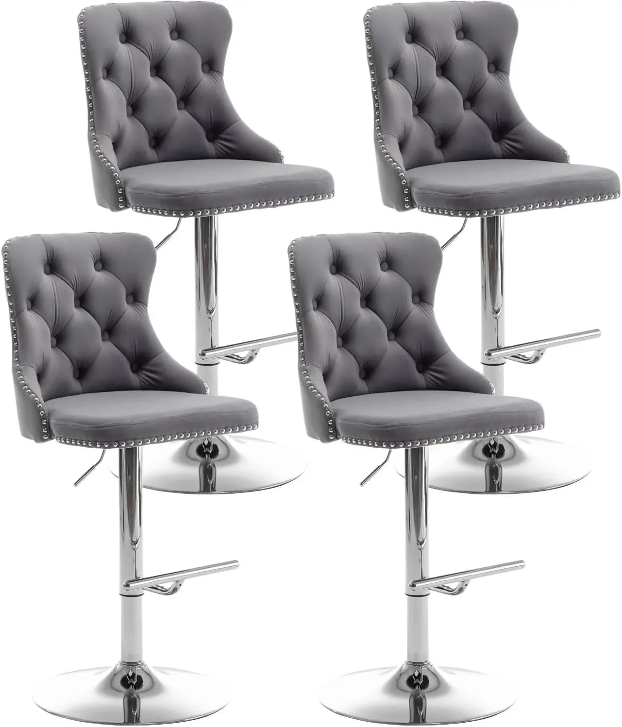 Gold Swivel Velvet Bar Stools Set of 4