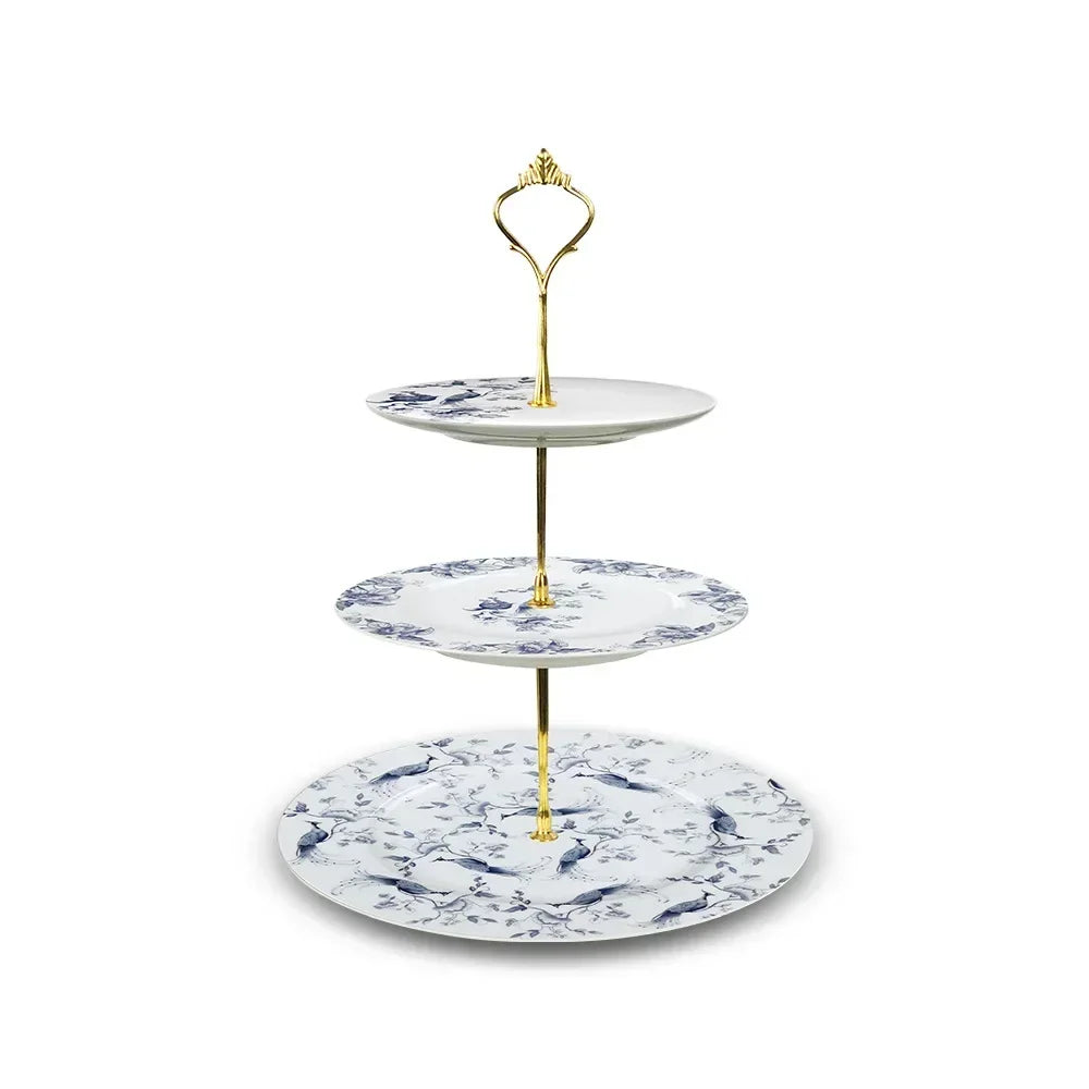 Bone Porcelain Dining Plate Coffee Tea Cup Flower Bird Tableware