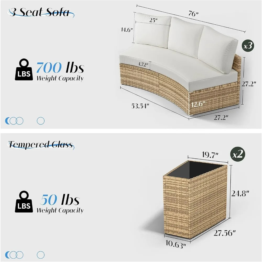 11 Piece Half-Moon Sectional Round Sofa Set