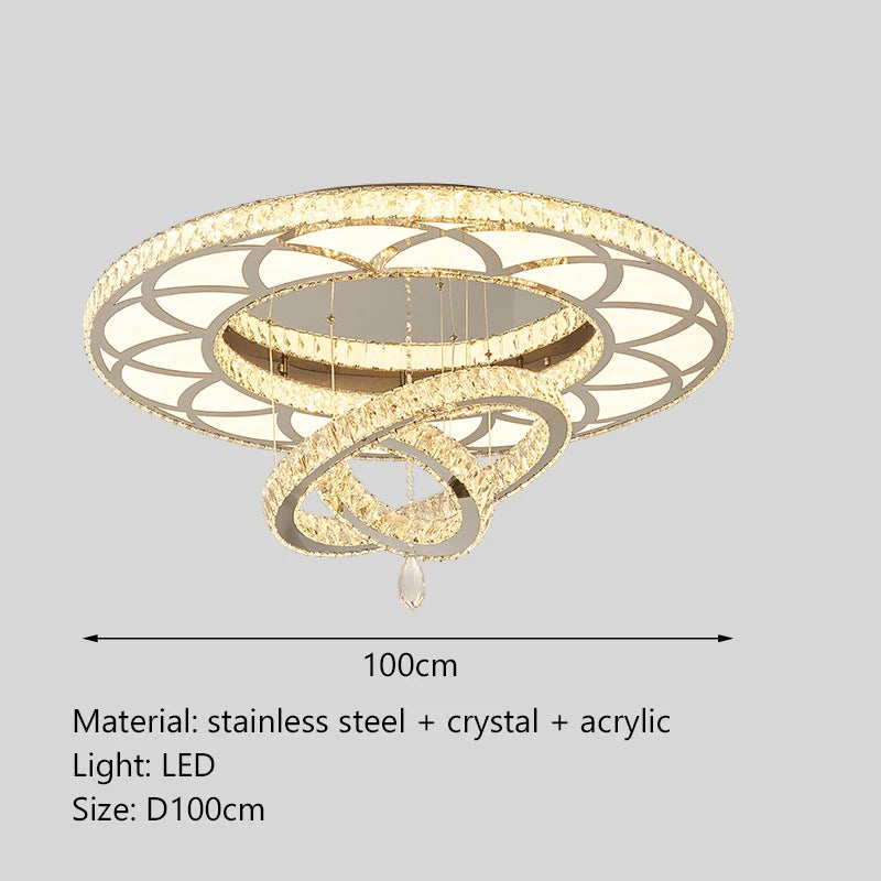 Nordic Minimalist Luxury Crystal Led Ceiling Chandelier