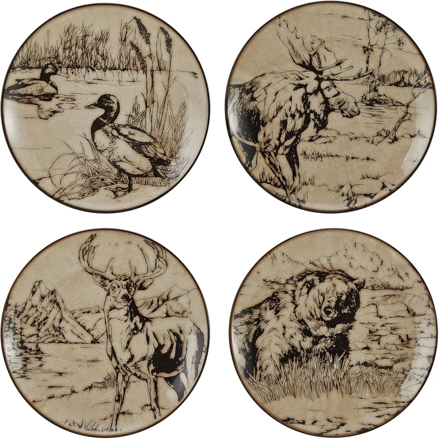 Wildlife Print 16 Piece Dinnerware Set