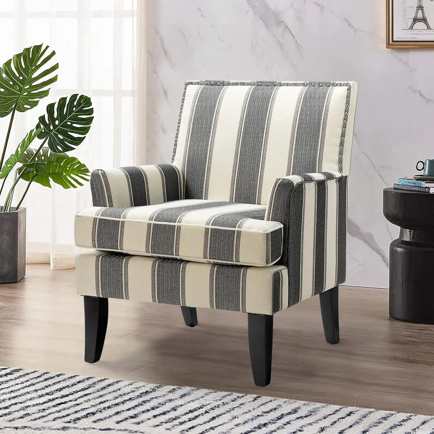 Accent Chair with Arms and Wooden Legs