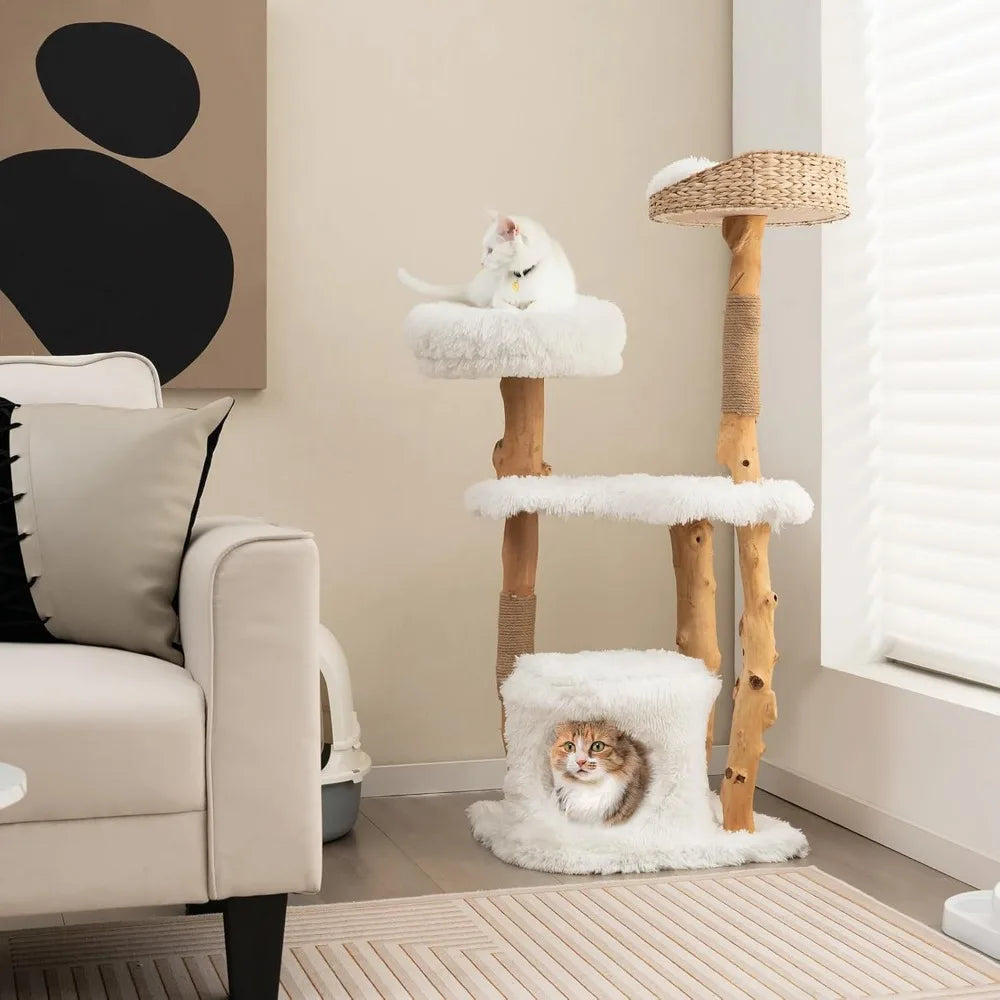 Solid Wood Modern Cats Tower