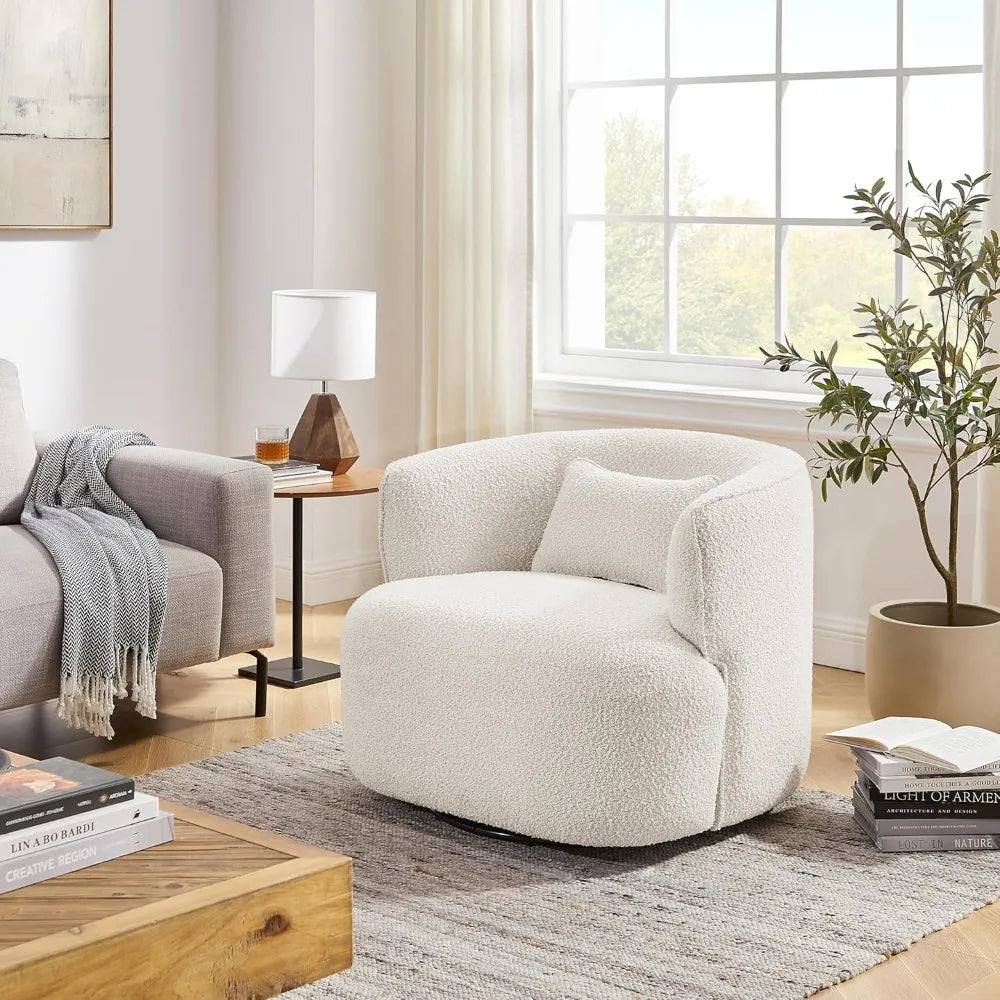 Swivel Barrel Chair with Pillow