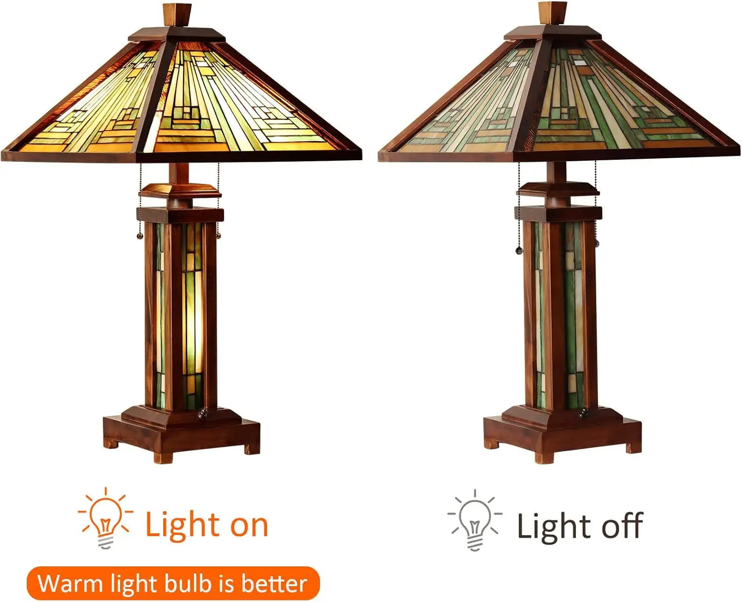 Mission Style Wood Base Desk Lamp with Night Light