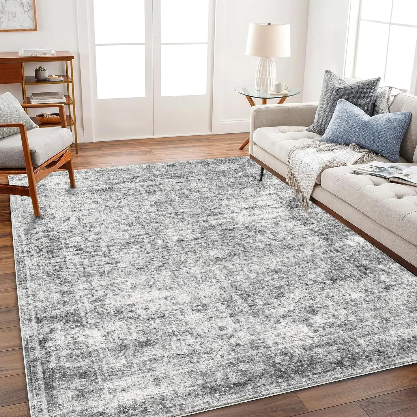 5x7 Washable Area Rug Vintage Brown Accent Rug