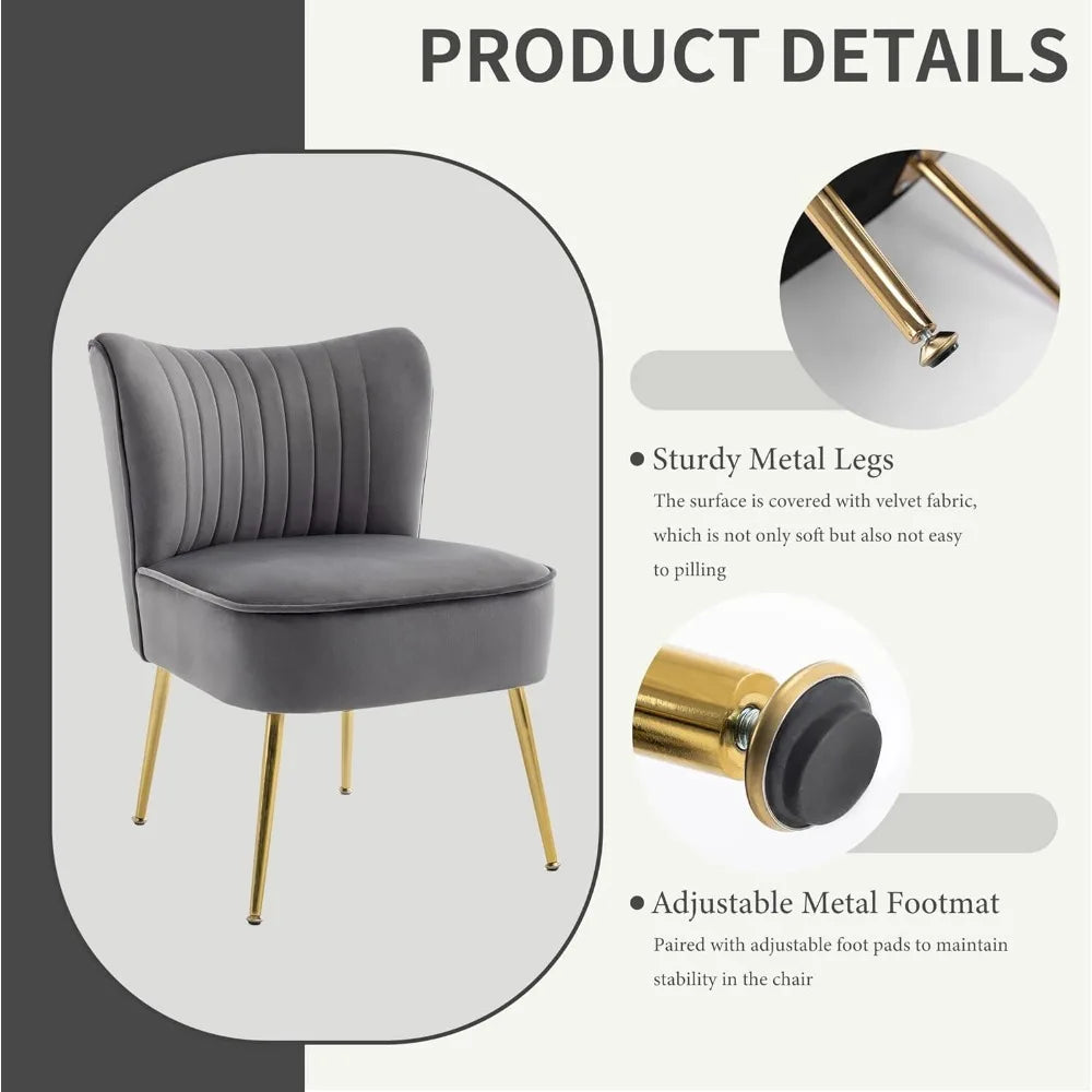Velvet Upholstered Accent Chairs with Gold Legs