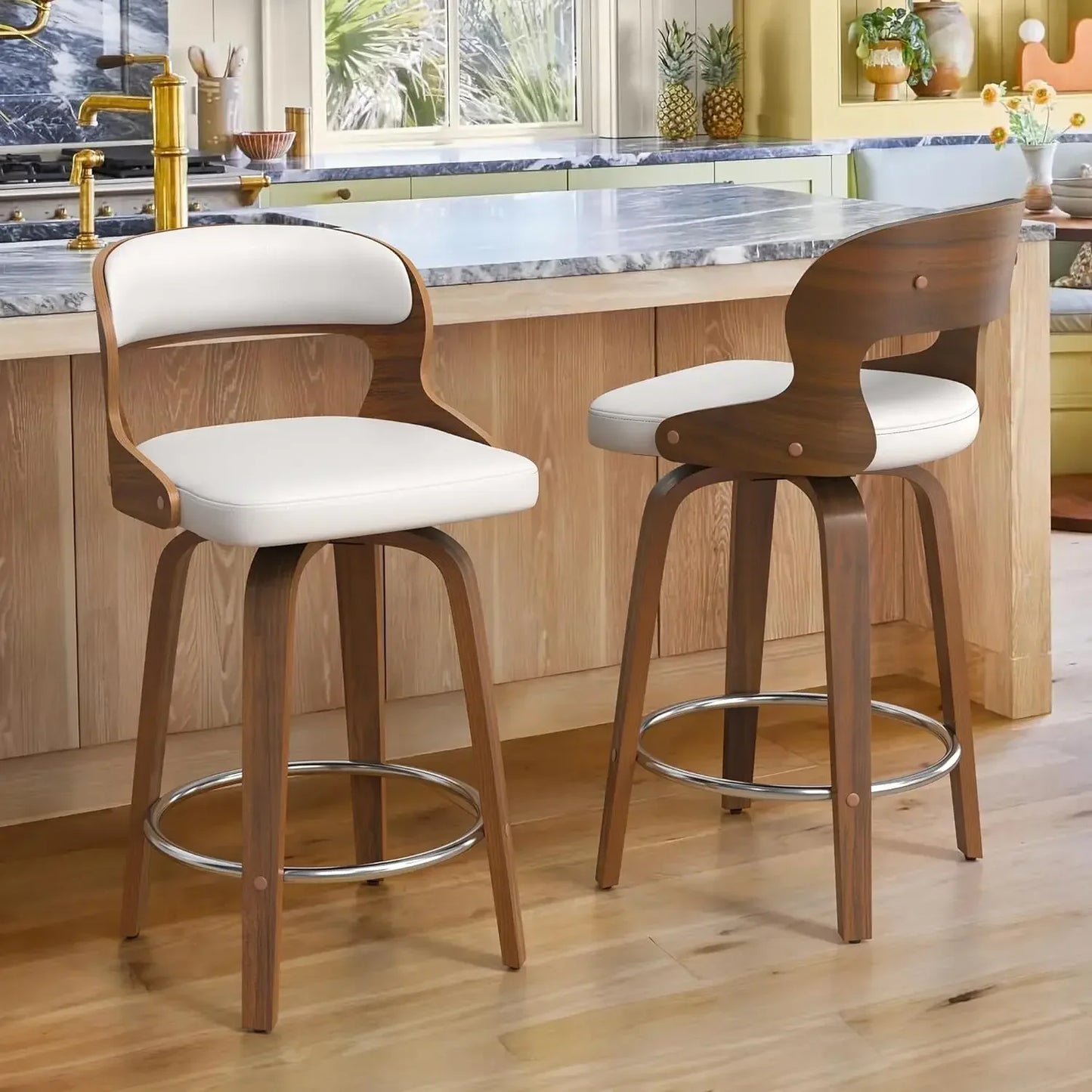 Set of 4 Counter Height Swivel Bar Stools