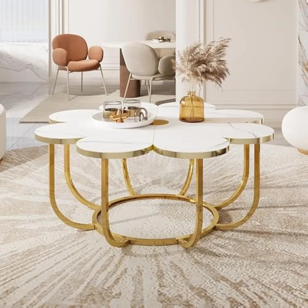 Modern White and Gold Coffee Table