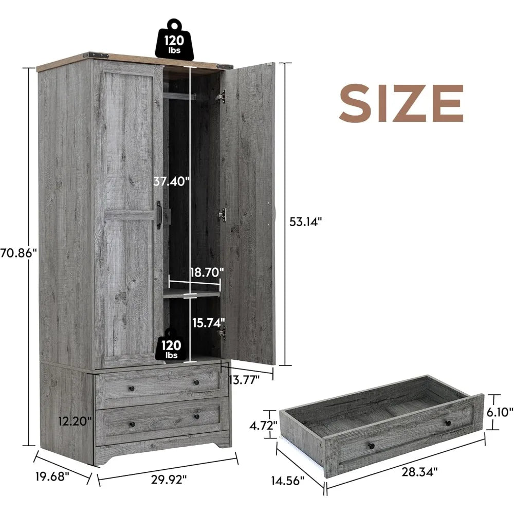 Modern Functional Clothes Cabinet with Adjustable Shelf