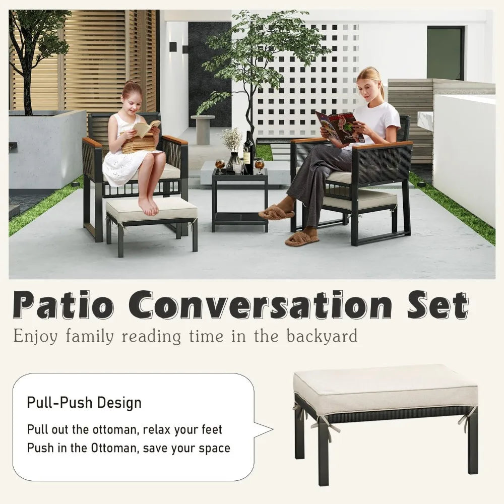 5 piece Outdoor Wicker Patio Furniture Set