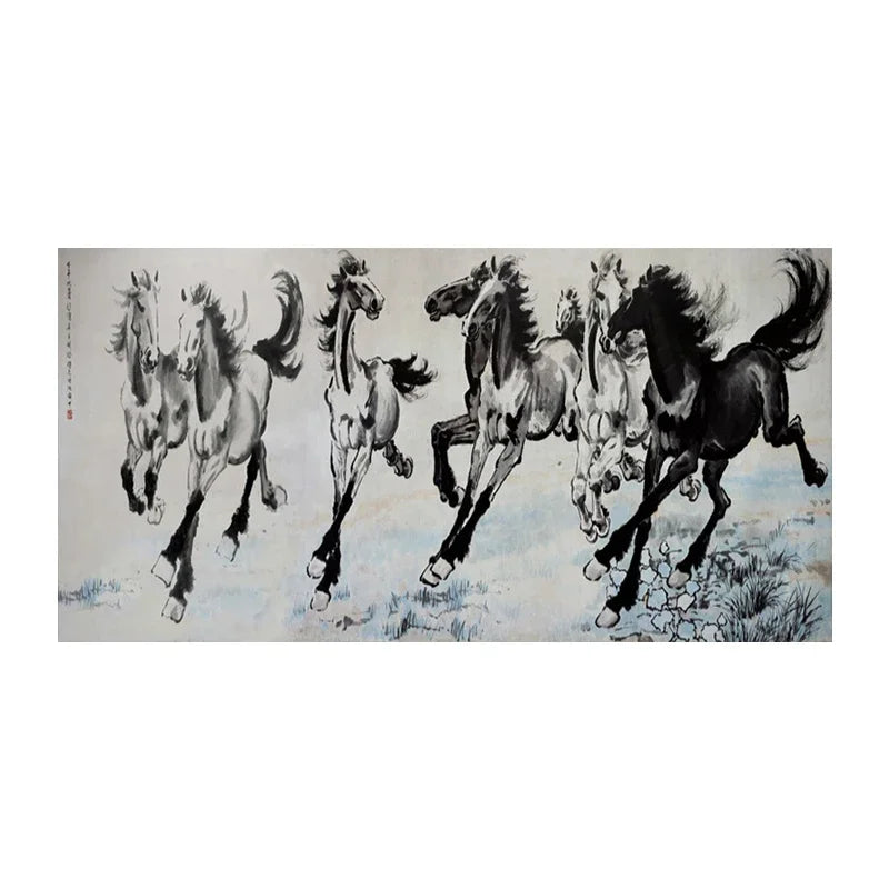 Framed Running Horse Painting