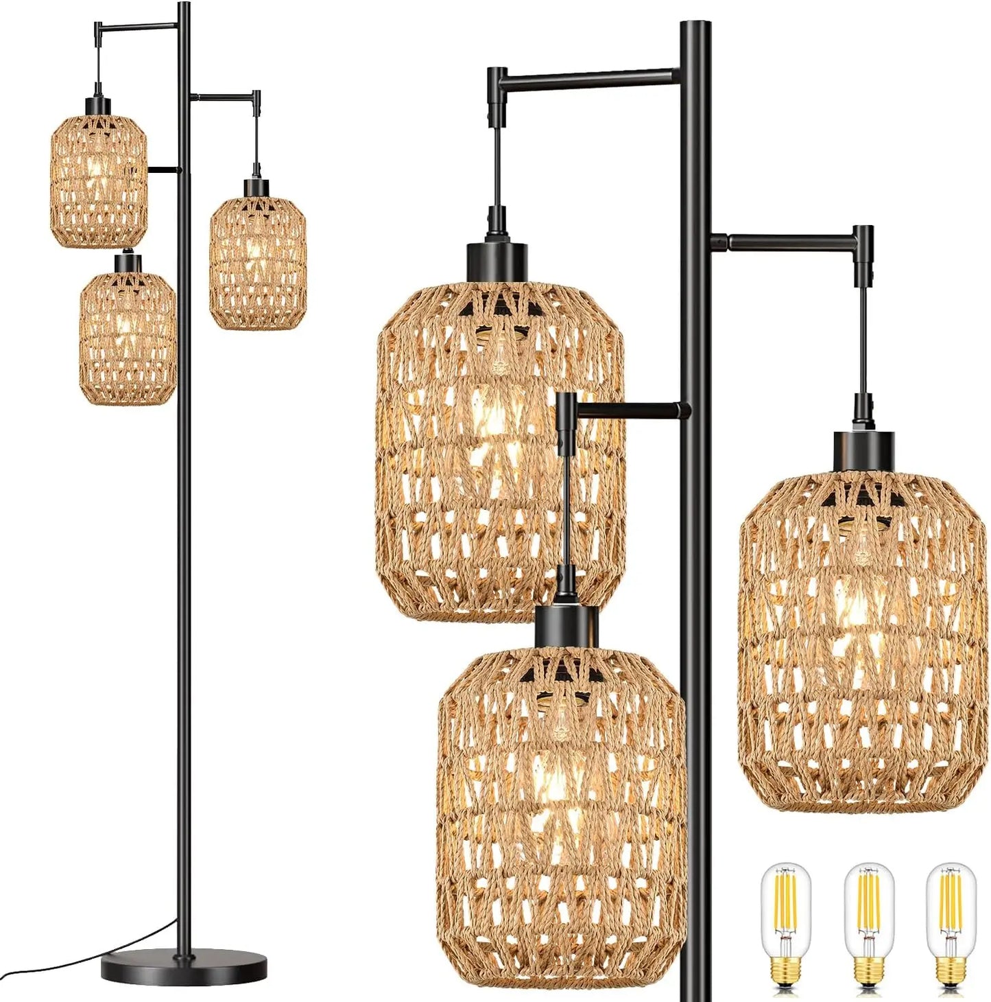 Farmhouse Industrial Black Standing Lamp