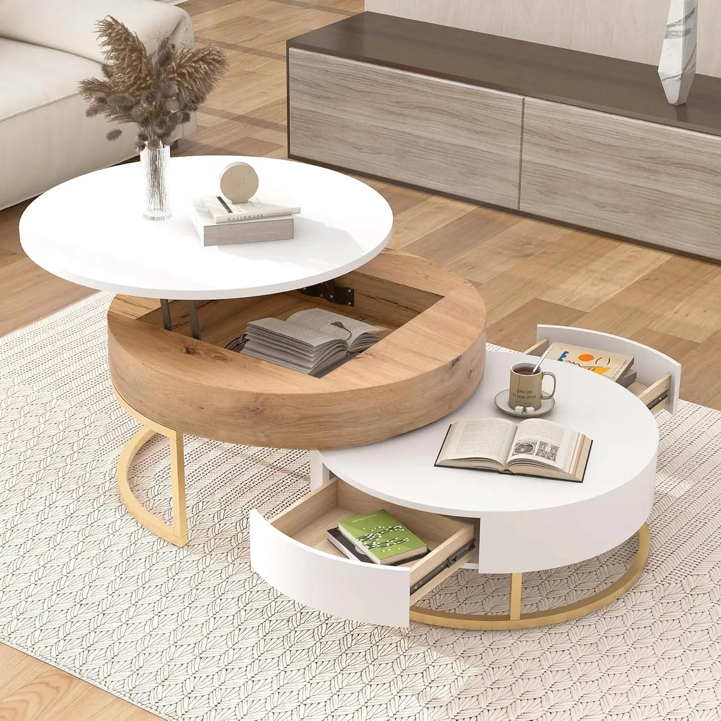 Nesting Coffee Table with Drawers