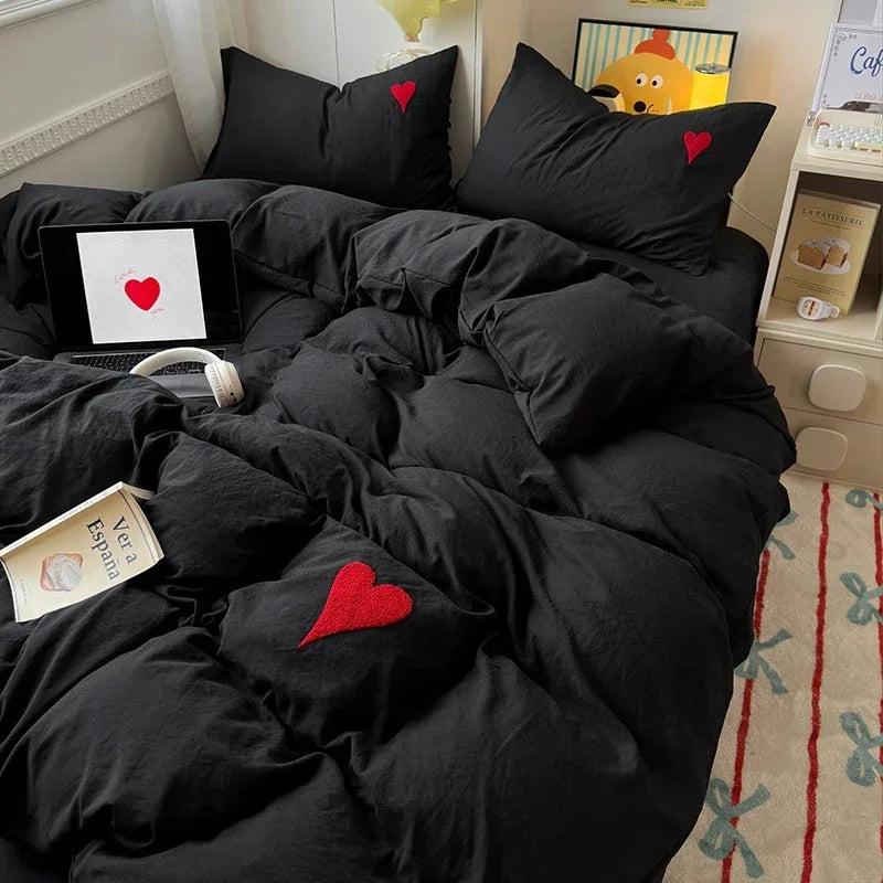 Super Soft Black Duvet Cover Set, Sheets