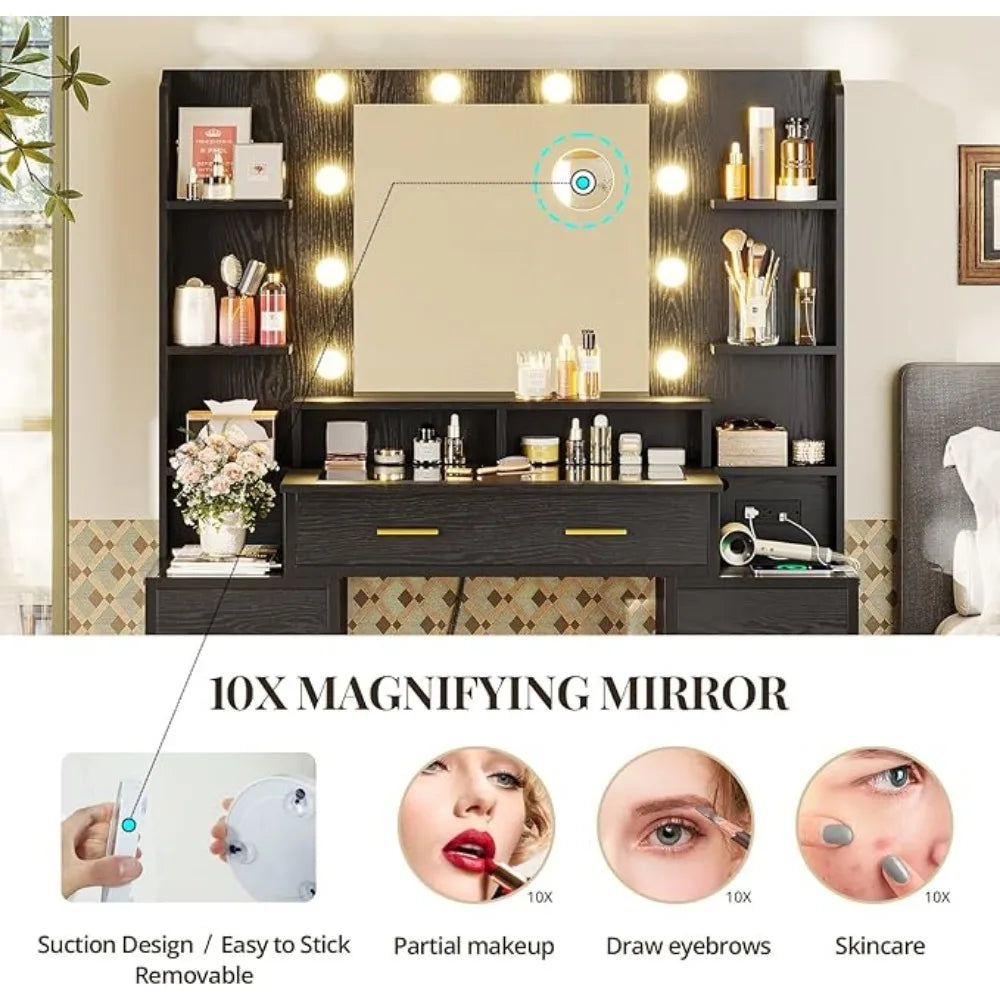 Makeup Vanity Table With 10x Magnifying Mirror