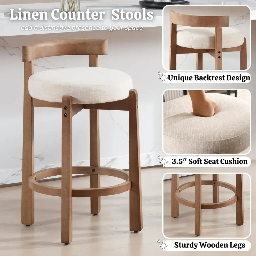 Set of 2 Mid Century Modern Counter Stools