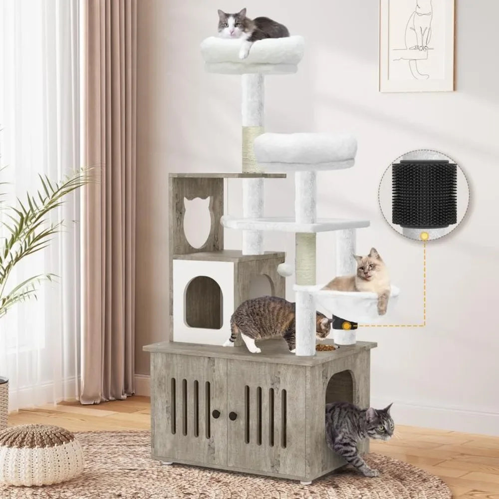 Cat Tree with Litter Box Enclosure