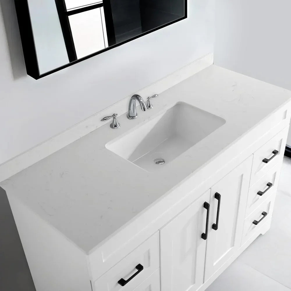 48” Bathroom Vanity with White Rectangular Sink