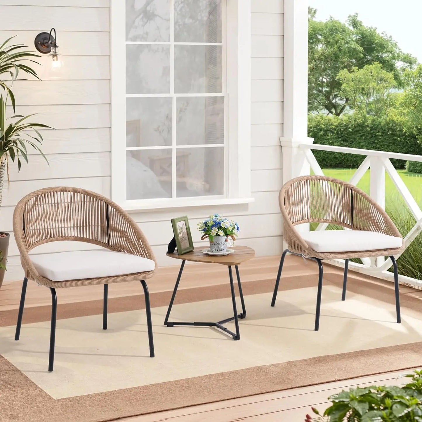 Outdoor Courtyard Furniture Set, 3 Pcs
