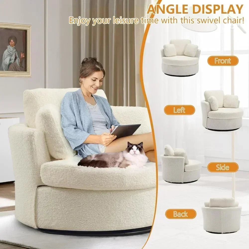 Comfy Swivel Barrel Chair for Living Room