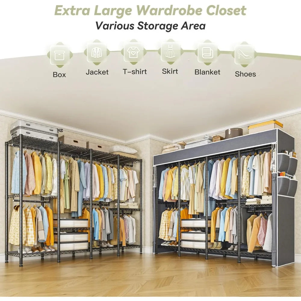 Heavy Duty Wardrobe Closet for Bedroom with Cover