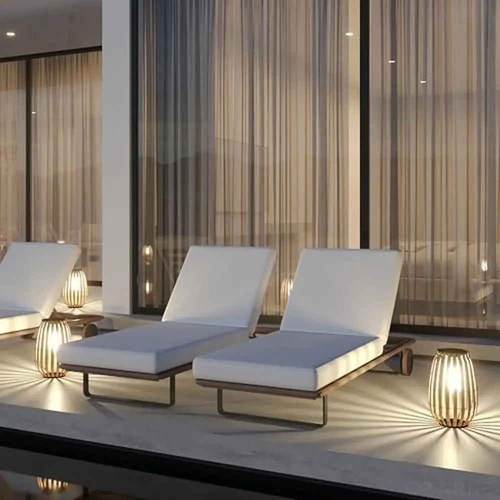 Solar Powered Stainless Steel Rattan Deck Floor Lamp