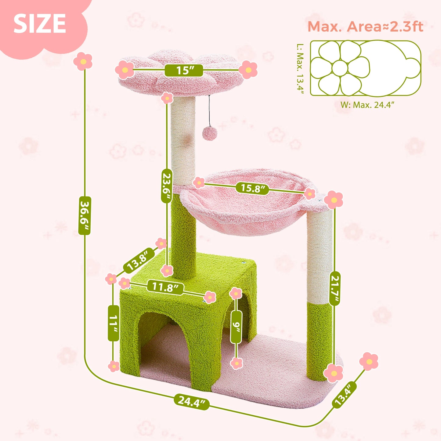 Flower Cat Tree with Large Metal Frame