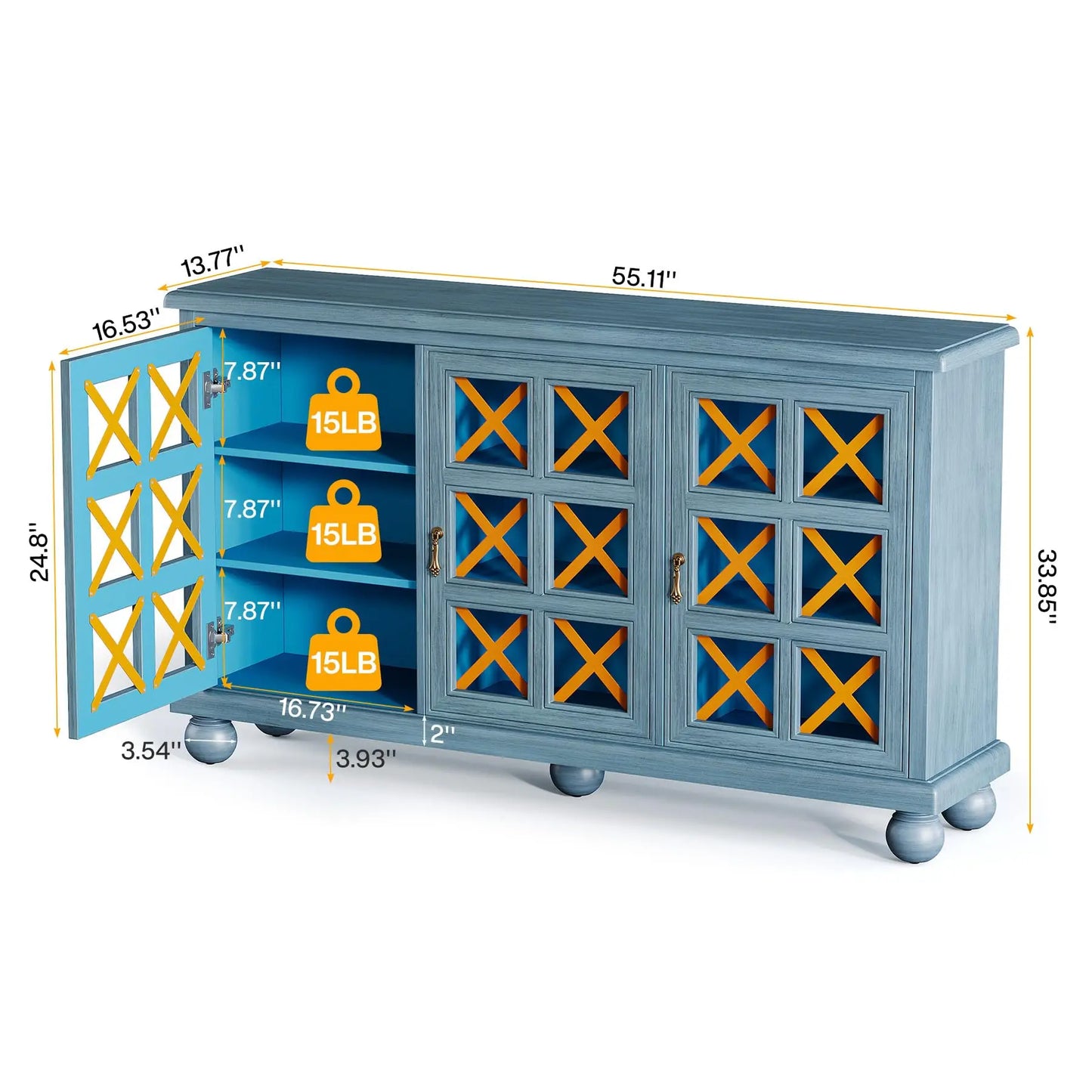Blue Sideboard Cabinet with Storage