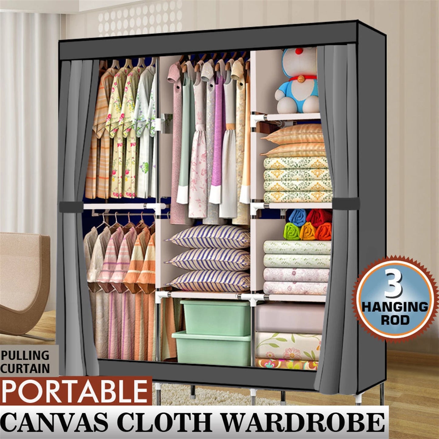 71" Portable Closet Storage Organizer