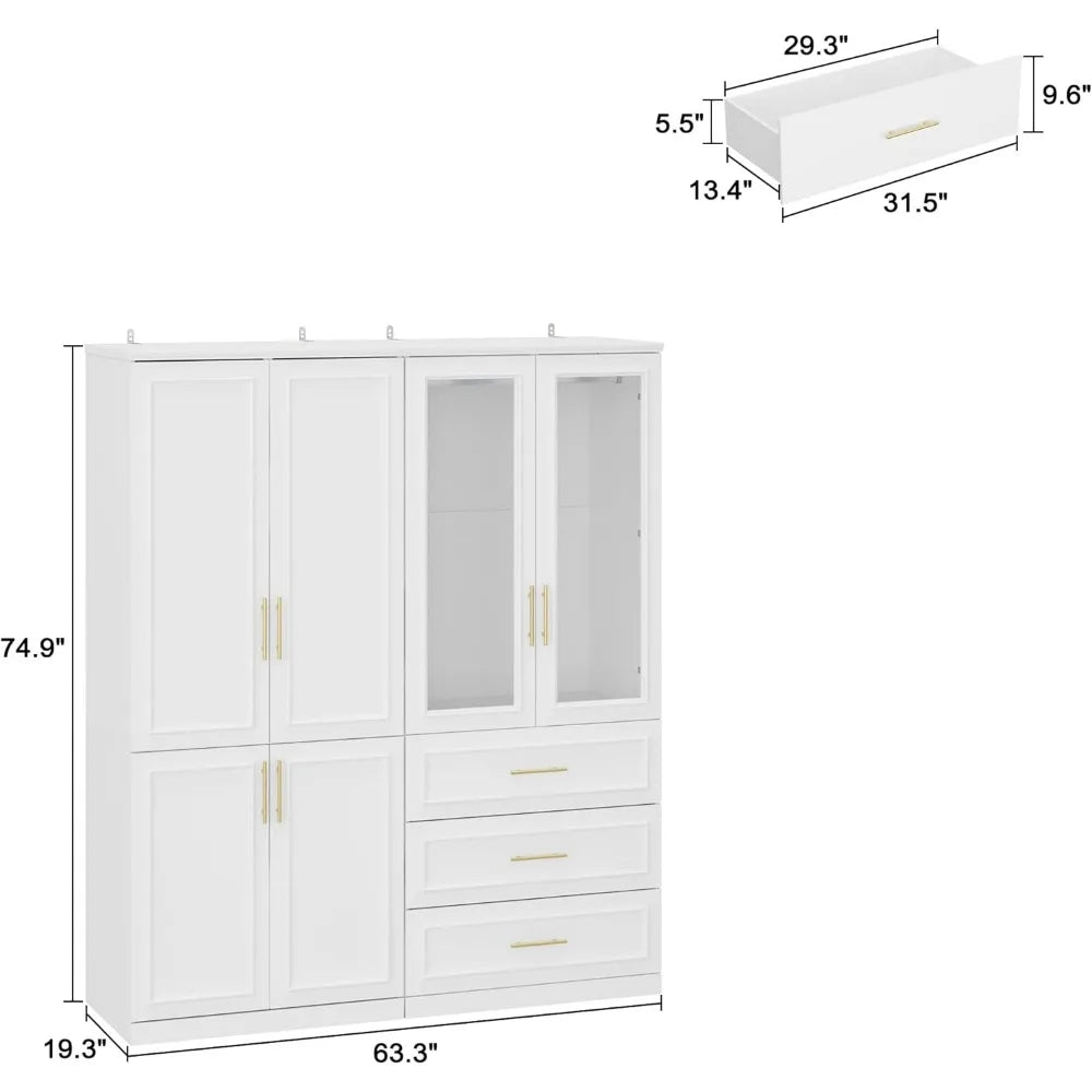 Wardrobe Armoire Closet With Glass Doors