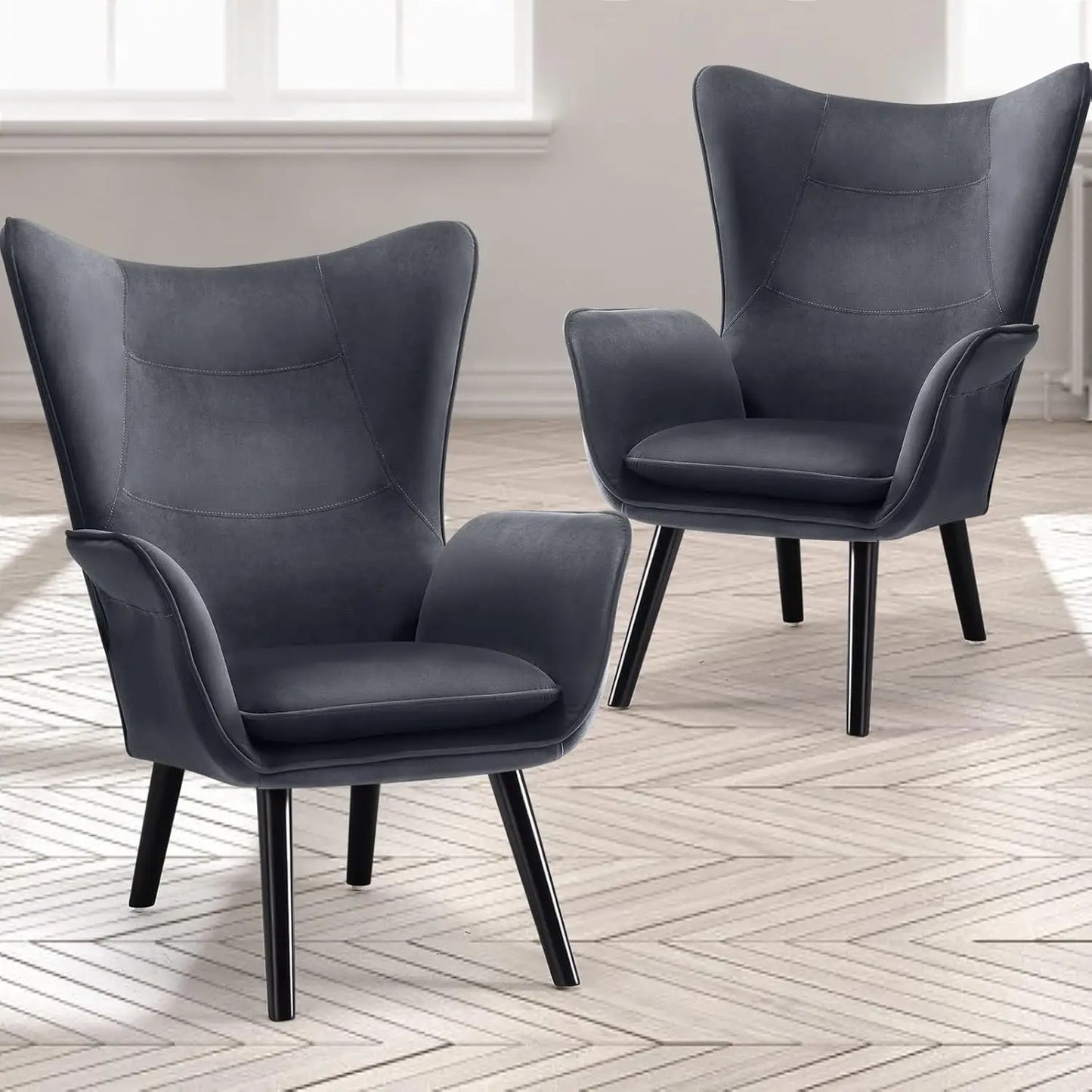 Velvet Wingback Accent Chairs