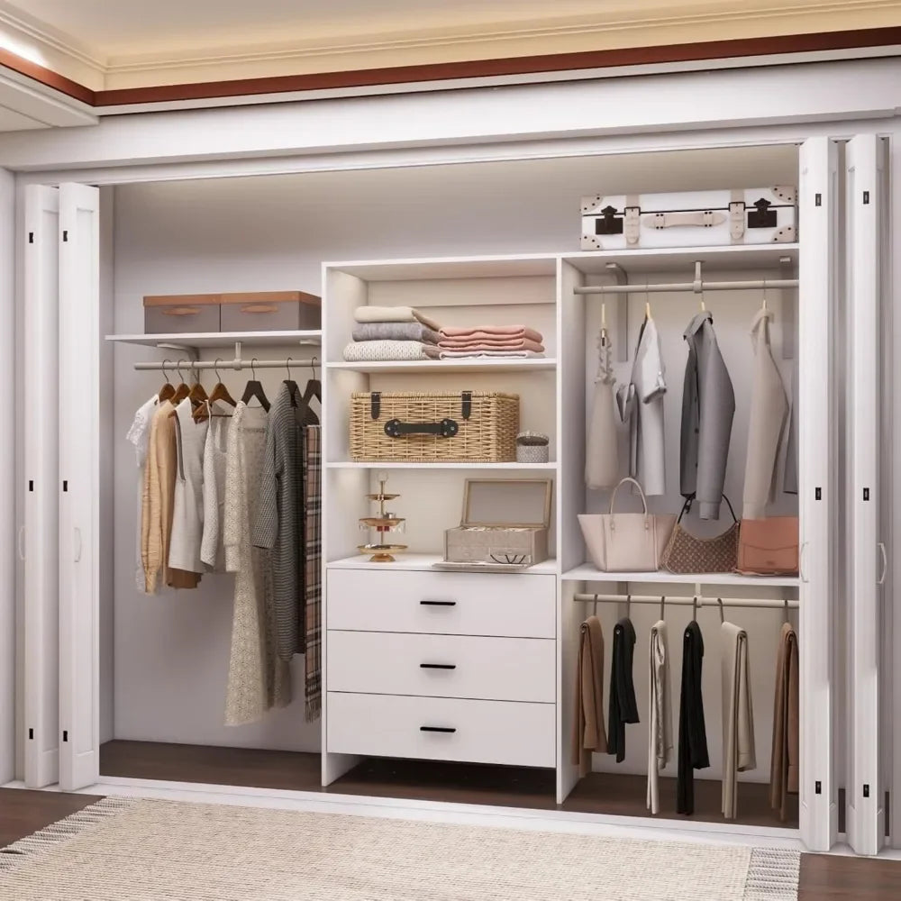Portable Wood Closet System With 3 Drawers