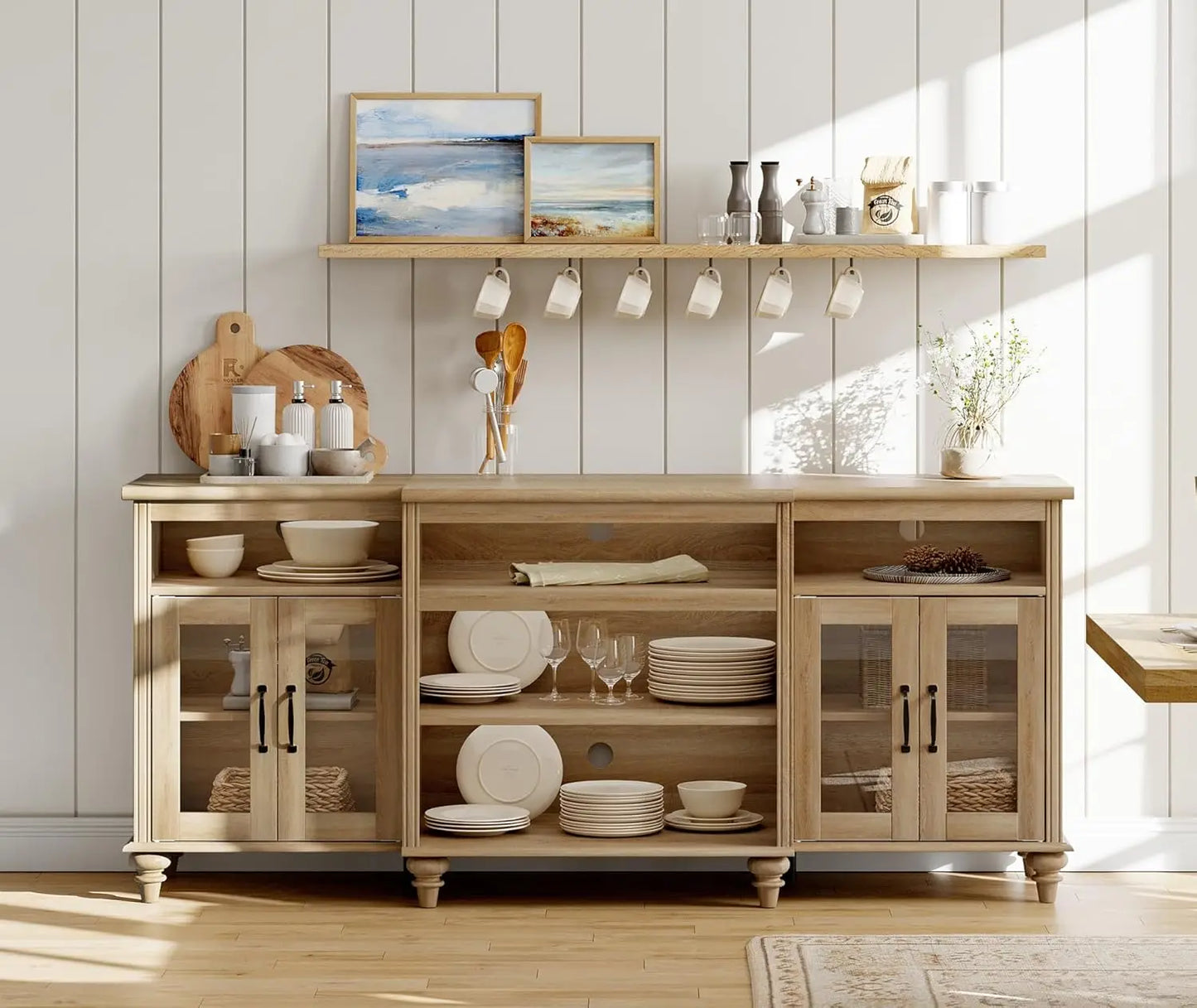 Sideboard Cabinet with 4 Glass Doors