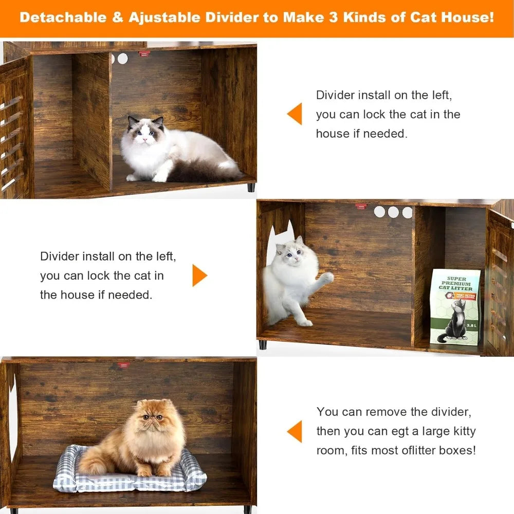 Modern Cat Tower, All-in-one Litter Cabinet