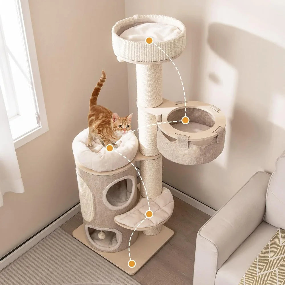 Multi-Level Tall Cat Tower with 2-Story Condo