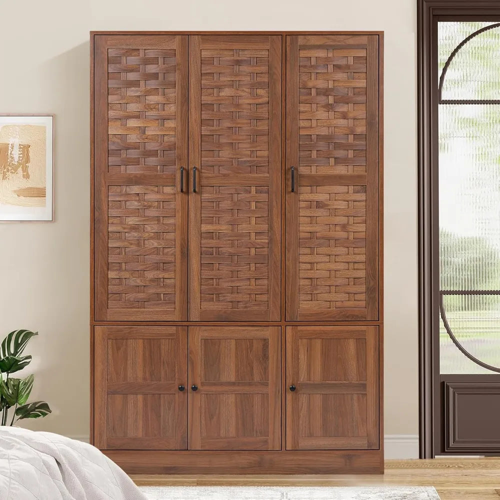 Walnut Armoire for High Storage Capacity with Adjustable Shelves