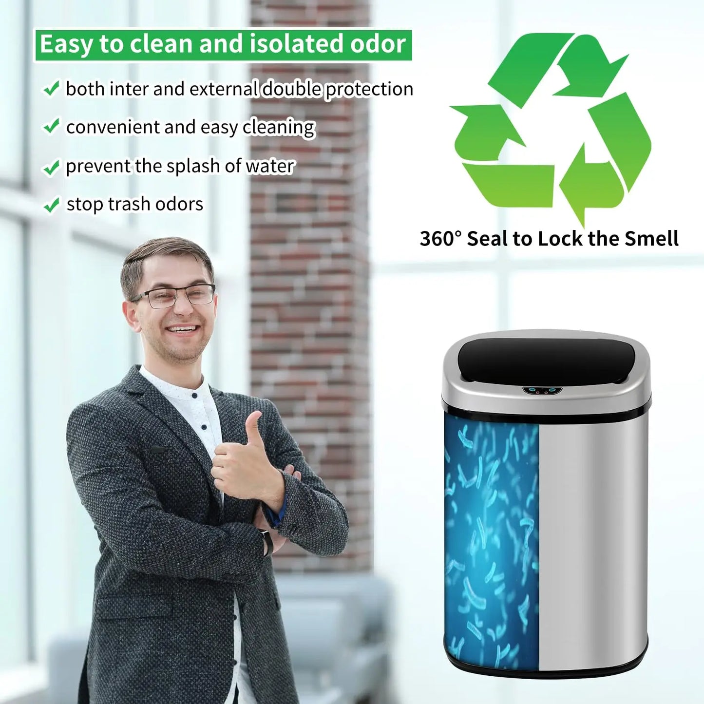 13-Gallon Automatic Touch Free Trash Can