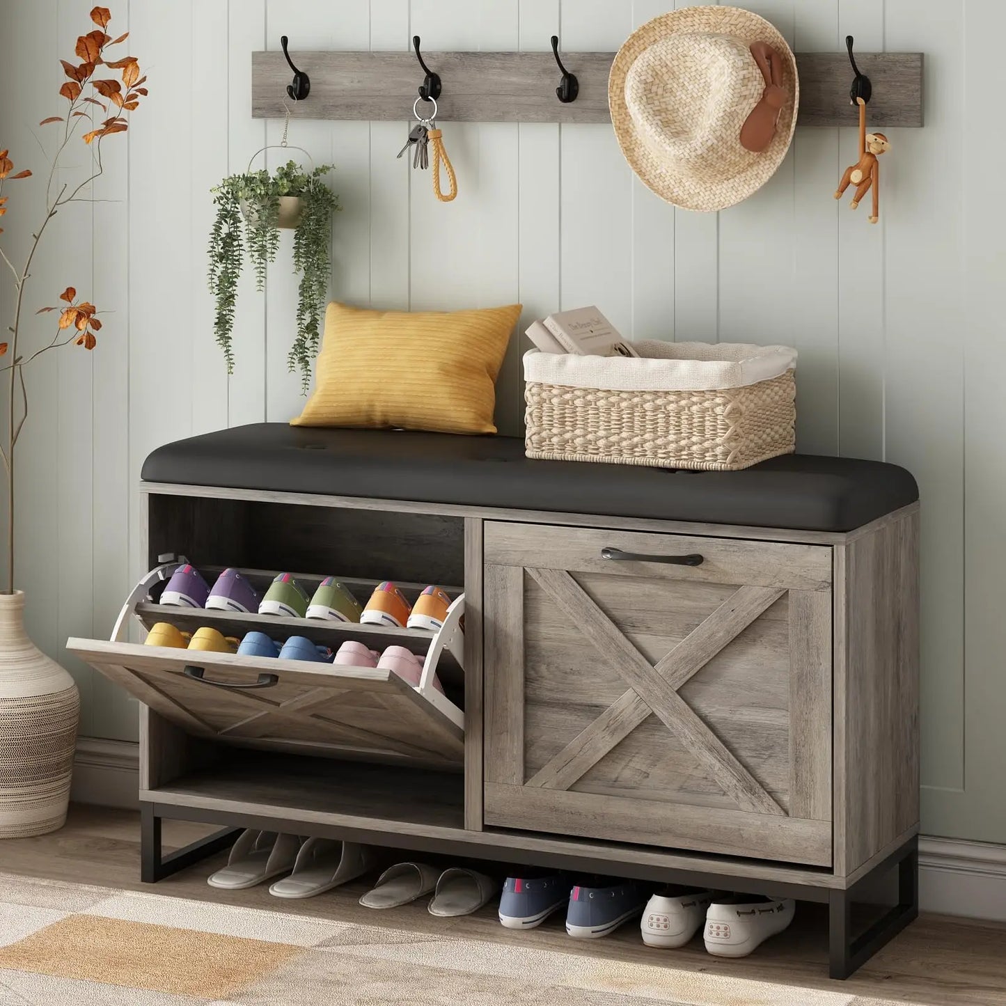 Shoe Storage Bench & Coat Rack