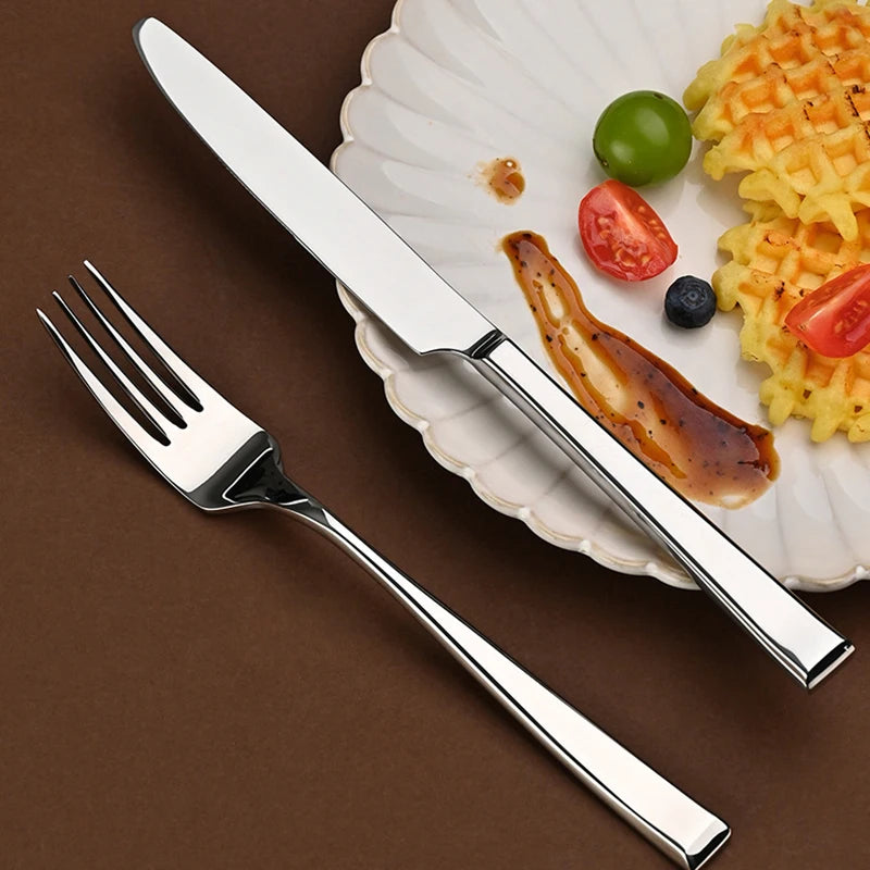 Stainless Steel Square Handled Tableware Set