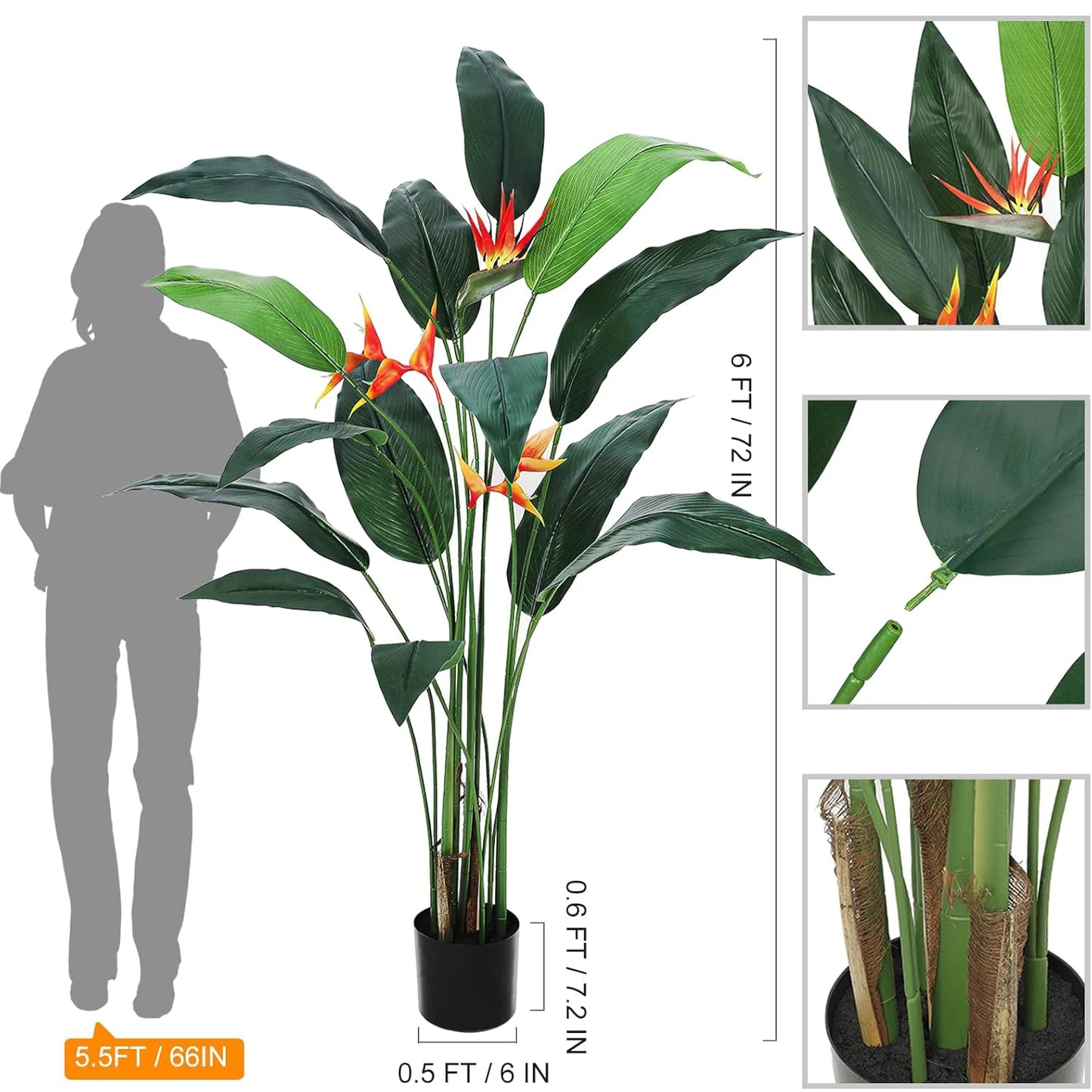 Artificial Bird of Paradise Plant for Indoor Outdoor