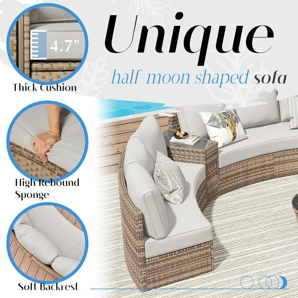 11 Piece Half-Moon Sectional Round Sofa Set