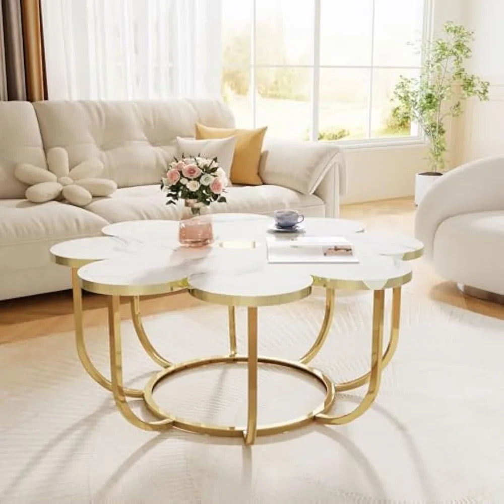 Modern White and Gold Coffee Table