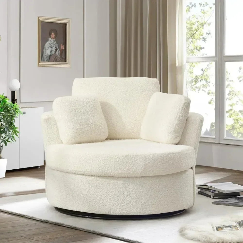 Comfy Swivel Barrel Chair for Living Room
