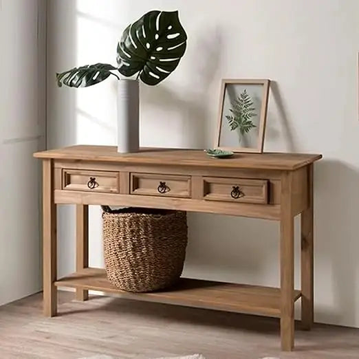 Solid Wood Console Table with Drawers