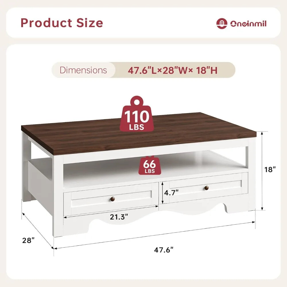 Farmhouse Coffee Table with Storage