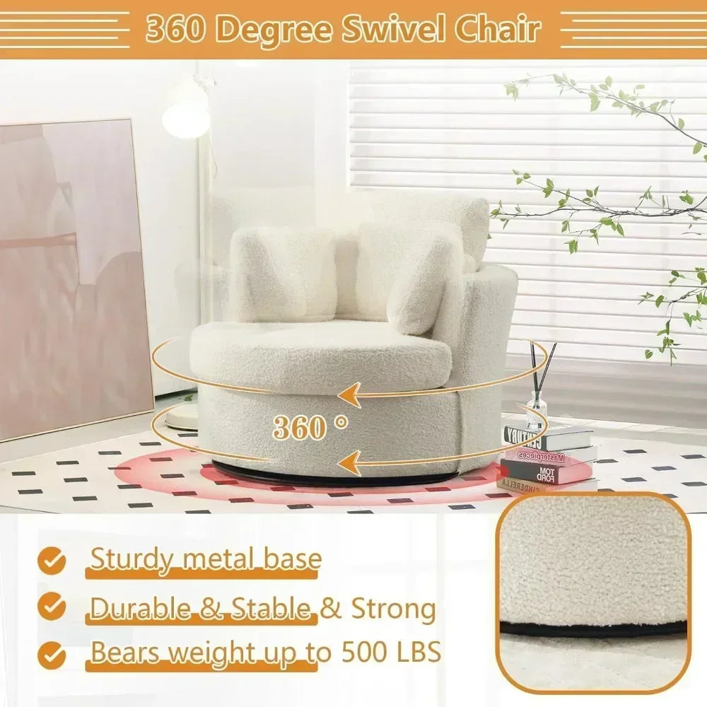 Comfy Swivel Barrel Chair for Living Room