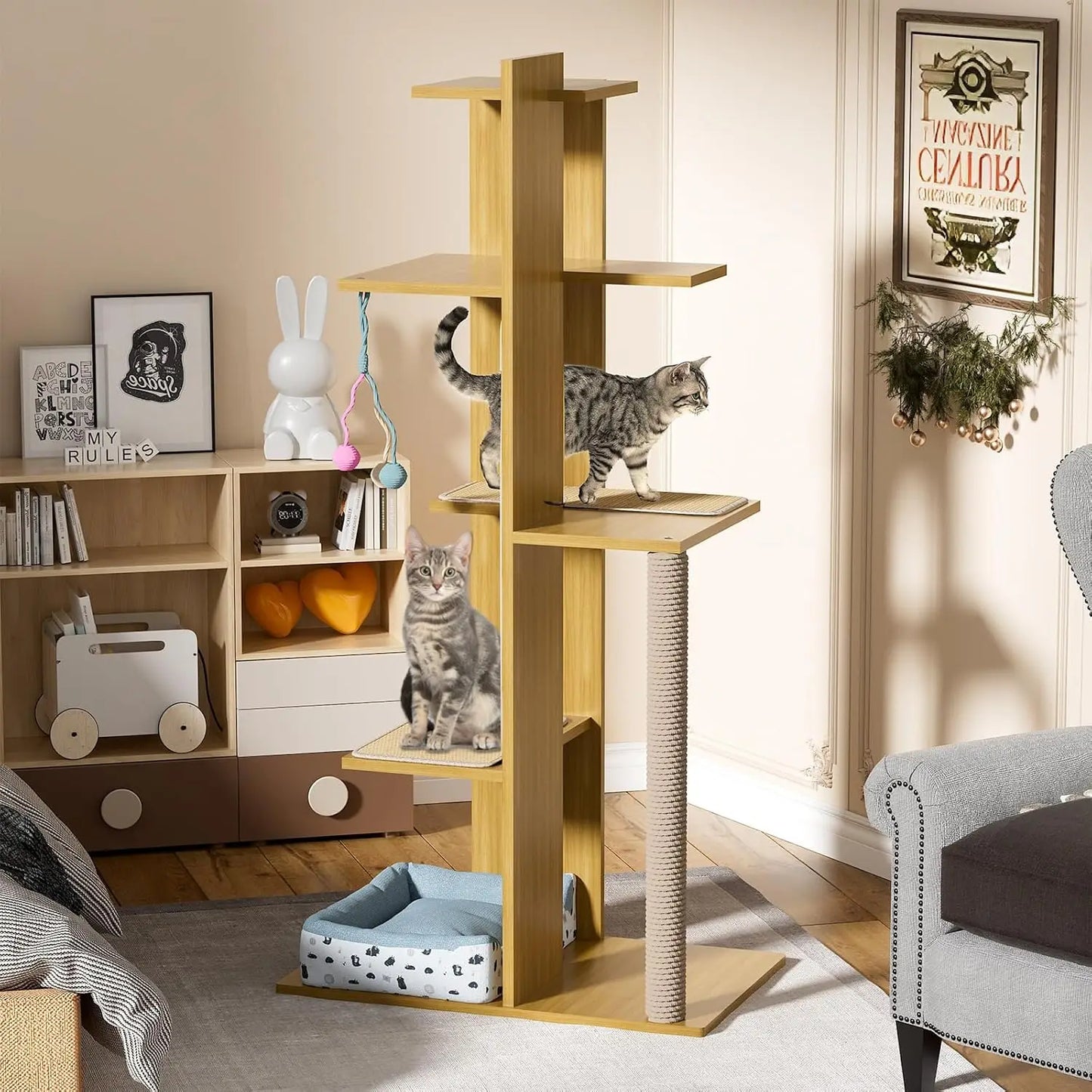 Multi-Level Modern Tower with Sisal Scratching Posts