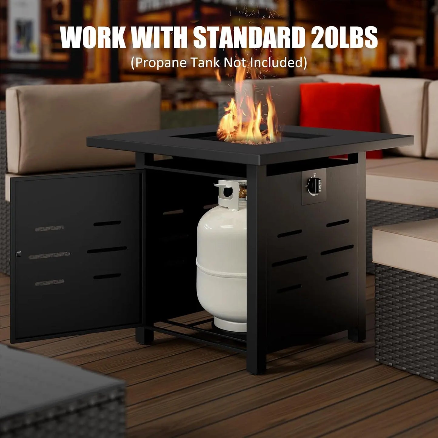 28" Steel Gas Fire Pit Table for Outdoors